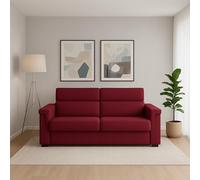 Dmora Divano Fisso 3 Posti Zelia 225x95 cm Rosso Sfoderabile Lavabile, Braccioli Made in Italy