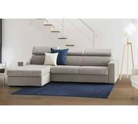 Dmora Divano Fisso con penisola Eliana, Sofà in Tessuto, Chaise Longue Contenitore Sinistra, Braccioli Slim, 100% Made in Italy, Cm 280x95h85, Tortora