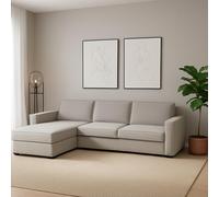 Dmora Divano Fisso con penisola Grazia, Sofà ad Angolo con penisola Contenitore Sinistra, Braccioli Standard, 100% Made in Italy, Cm 280x95h90, Grigio