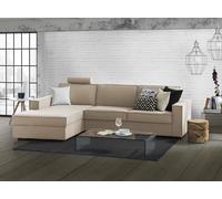 Dmora Divano Fisso con penisola Grazia, Sofà ad Angolo con penisola Contenitore Sinistra, Braccioli Standard, 100% Made in Italy, Cm 280x95h90, Beige