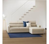Dmora Divano Fisso con penisola Mikaela, Sofà ad Angolo con Chaise Longue Destra in Tessuto, Braccioli Slim, 100% Made in Italy, Cm 260x95h85, Beige