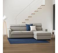 Dmora Divano Fisso con penisola Mikaela, Sofà ad Angolo con Chaise Longue Destra in Tessuto, Braccioli Slim, 100% Made in Italy, Cm 280x95h85, Tortora