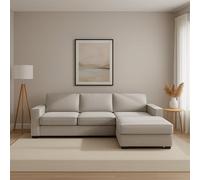 Dmora Divano Fisso con penisola Nami, Sofà ad Angolo con penisola Contenitore Destra, Braccioli Standard, 100% Made in Italy, Cm 280x95h90, Grigio