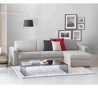 Dmora Divano Fisso con penisola Nicoletta, Sofà con Penisola Contenitore Reversibile, Braccioli Standard, 100% Made in Italy, Cm 280x95h90, Grigio