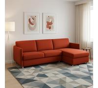 Dmora Divano Fisso con Penisola Ubalda 260x160 cm Arancione Sfoderabile Reversibile, Idrorepellente Multiposizione Made in Italy