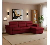 Dmora Divano Fisso con Penisola Vincenza 285x160 cm Rosso Sfoderabile Reversibile, Idrorepellente Multiposizione Made in Italy