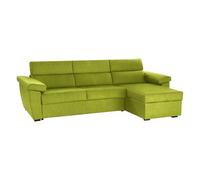 Dmora Divano Fisso con Penisola Vincenza 285x160 cm Verde Sfoderabile Reversibile, Idrorepellente Multiposizione Made in Italy