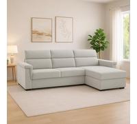 Dmora Divano Fisso con Penisola Zelinda 285x160 cm Grigio Chiaro Sfoderabile Idrorepellente, Lavabile Made in Italy