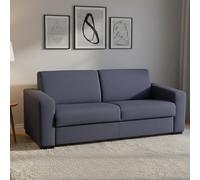 Dmora Divano Letto 2 posti Aleida, Sofà Soggiorno con Apertura Girevole, Tessuto Imbottito, Braccioli Standard, 100% Made in Italy, Cm 180x95h90, Blu