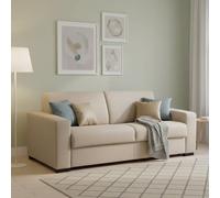 Dmora Divano Letto 2 posti Alena, Sofà Soggiorno con Apertura Girevole, Tessuto Imbottito, Braccioli Slim, 100% Made in Italy, Cm 160x95h90, Beige