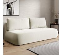 Dmora Divano Letto 2 Posti Maisie 210x106 cm Bianco Crema Contenitore Cuscini Sfoderabili, Reclinabile