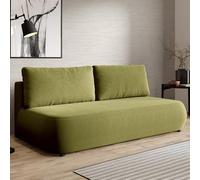 Dmora Divano Letto 2 Posti Maisie 210x106 cm Verde Contenitore Cuscini Sfoderabili, Reclinabile