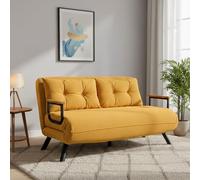 Dmora - Divano Letto 2 posti Merak, Sofà trasformabile, Divanetto per Ospiti, Poltrona Letto, 133x78 h78 cm, Giallo