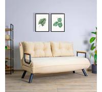 Dmora - Divano Letto 2 posti Merak, Sofà trasformabile, Divanetto per Ospiti, Poltrona Letto, 133x78 h78 cm, Crema