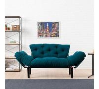 Dmora Divano 2 posti Zeeusis, Sofà trasformabile, Divanetto per Ospiti, Poltrona Letto, 155x70 h85 cm, Azzurro