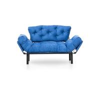 Dmora Divano Letto 2 Posti Zeeusis 155x70 cm blu Contenitore Reclinabile, Braccioli