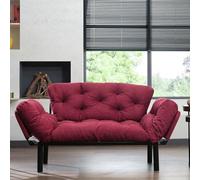 Dmora Divano Letto 2 Posti Zeeusis 155x70 cm Rosso Contenitore Reclinabile, Braccioli