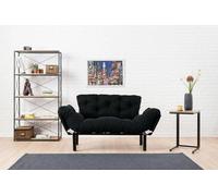 Dmora - Divano Letto 2 posti Zeeusis, Sofà trasformabile, Divanetto per Ospiti, Poltrona Letto, 155x70 h85 cm, Nero