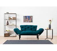 Dmora Divano 2 posti Zeeusis, Sofà trasformabile, Divanetto per Ospiti, Poltrona Letto, 155x70 h85 cm, Azzurro