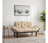 Dmora - Divano Letto 2 posti Zeeusis, Sofà trasformabile, Divanetto per Ospiti, Poltrona Letto, 155x70 h85 cm, Crema