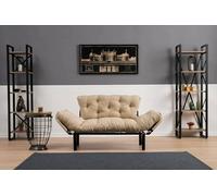 Dmora - Divano Letto 2 posti Zeeusis, Sofà trasformabile, Divanetto per Ospiti, Poltrona Letto, 155x70 h85 cm, Crema