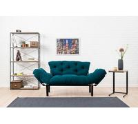 Dmora - Divano Letto 2 posti Zeeusis, Sofà trasformabile, Divanetto per Ospiti, Poltrona Letto, 155x70 h85 cm, Azzurro