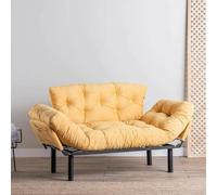 Dmora Divano Letto 2 posti Zeeusis, Sofà trasformabile, Divanetto per Ospiti, Poltrona Letto Contenitore, 155x70 h85 cm, Giallo