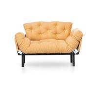 Dmora Divano 2 posti Zeeusis, Sofà trasformabile, Divanetto per Ospiti, Poltrona Letto, 155x70 h85 cm, Giallo