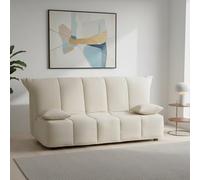 Dmora Divano Letto 3 posti Allegra, Sofà con Apertura a Carrello in Tessuto Imbottito, Cuscini Inclusi, 100% Made in Italy, Cm 165x90h85, Beige