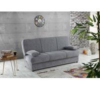 Dmora - Divano Letto 3 posti Alvaro, Divano Contenitore con 2 Cuscini Inclusi, Sofà Tessuto Imbottito con Apertura Click-clack, 180x81h90 cm, Grigio
