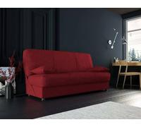 Talamo Italia Dmora Letto 3 posti Alvaro, Divano Contenitore con 2 Cuscini Inclusi, Sofà Tessuto Imbottito con Apertura Click-clack, 180x81h90 cm, Rosso, Pannello melaminico
