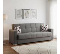 Dmora Divano letto 3 posti Francisco, contenitore con apertura click-clack, Grigio