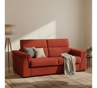 Dmora Divano Letto 3 Posti Olimpia 225x95 cm Arancione Sfoderabile Contenitore, Lavabile Made in Italy