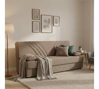 Dmora Divano Letto 3 Posti Ramon 181x81 cm Beige Contenitore Reclinabile, Cuscini Inclusi