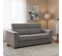 Dmora Divano Letto 3 Posti Zaira 225x95 cm Grigio Sfoderabile Contenitore, Lavabile Made in Italy