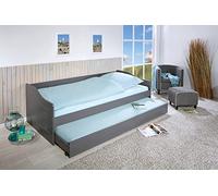 Dmora Divano letto con letto estraibile, in pino tinto grigio, cm 97x208x62