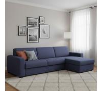 Dmora Divano Letto con penisola Alicya, Sofà con penisola Contenitore Reversibile, Braccioli Standard, 100% Made in Italy, Cm 280x95h90, Blu