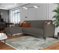Dmora - Divano letto con penisola Angel, Divano ad angolo reversibile, Sofà contenitore moderno con chaise longue e 3 cuscini, 230x153h85 cm, Marrone