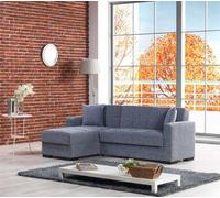 Divano Letto con penisola Fernando, Divano ad Angolo Reversibile, Sofà Contenitore da Soggiorno con Chaise Longue e 2 Cuscini, 230x150h81 cm, Grigio