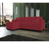 Dmora - Divano letto con penisola Fernando, Divano ad angolo reversibile, Sofà contenitore da soggiorno con chaise longue e 2 cuscini, 230x150h81 cm, Rosso