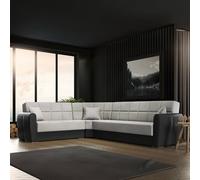 Dmora Divano Letto con Penisola Matias 238x305 cm Nero Contenitore di Apertura Click-clack, Reclinabile