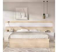 Dmora Francese Cornaccio, Sommier per Camera da Letto, Giroletto per Stanza, Struttura Porta Materasso, 248x195 h96 cm, Rovere e Bianco