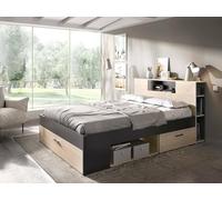 Dmora Francese Fariola, Sommier per Camera da Letto, Giroletto per Stanza, Struttura Porta Materasso, 150x219 h95 cm, Antracite e Rovere