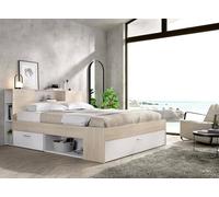 Dmora Francese Fariola, Sommier per Camera da Letto, Giroletto per Stanza, Struttura Porta Materasso, 150x219 h95 cm, Bianco e Rovere