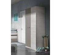 Dmora Armadio Ante con Barra Appendiabiti e Tre Ripiani Interni, Effetto Legno con Dettaglio Anta di Colore, cm 90x 200 x 52, Bianco e Marrone