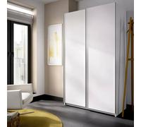 Dmora - Guardaroba Annapurna, Mobile appendiabiti per camera da letto, Armadio a 2 ante scorrevoli, 120x65h204 cm, Bianco