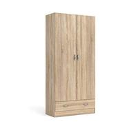 Dmora - Guardaroba 2 Ante Audette, Mobile Camera da Letto, Cabina Armadio portabiti, Armadio Appendiabiti, 79x36 h170 cm, Quercia