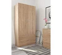 Dmora Armadio Ante e Due cassetti, Colore Rovere, cm 81.5 x 180 x 52