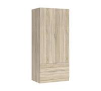 Dmora Armadio Ante e Due cassetti, Colore Rovere, cm 81.5 x 180 x 52