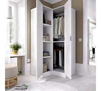 Dmora - Guardaroba Elgon, Mobile angolare per camera da letto, Armadio appendiabiti ad angolo a 2 ante battenti, 91x93h184 cm, Bianco